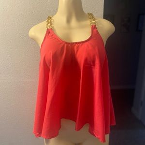 Pink top with gold chain design